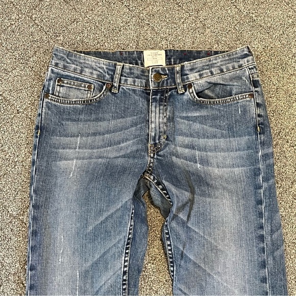 H&M LOGG Bootcut Jeans Womens Size 29 Blue Distressed Stretch Pockets - Picture 2 of 10